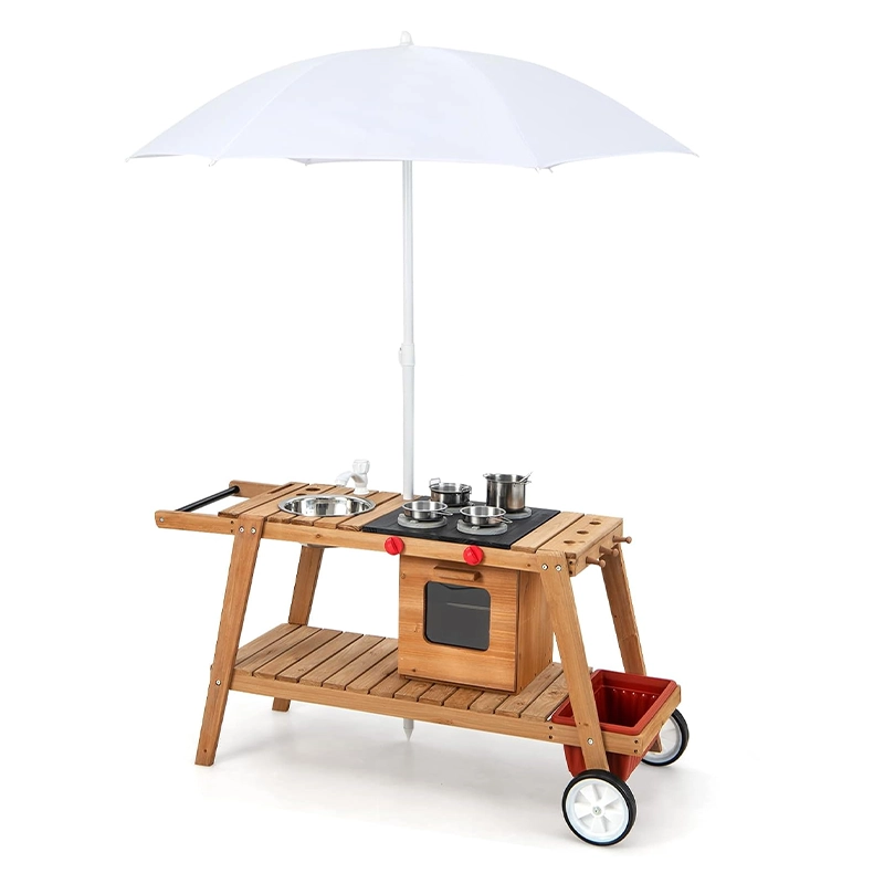 Mud Kitchen with Removable Umbrella and wheel